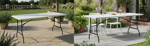 deux tables pliantes blanches pour événements